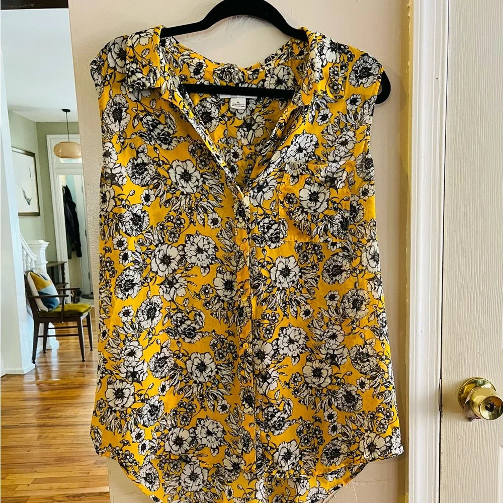 Liz Claiborne Yellow Floral Blouse - Picture 1 of 3